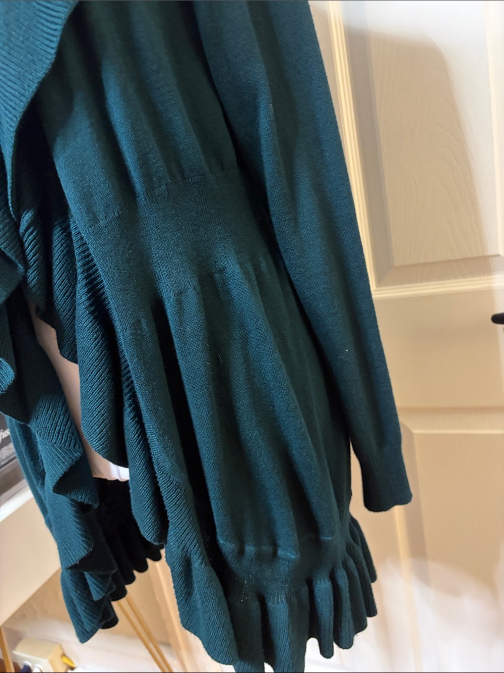 Style & Co. Teal Ruffle-Front Open Cardigan - Picture 5 of 10